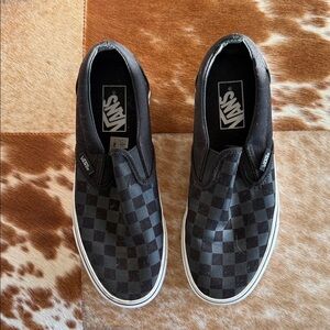 Vans Slip-On Checkerboard Skate Shoe - Black / Black size 8